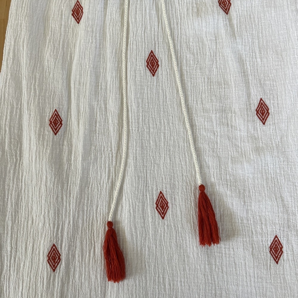THML XS Women's Santa Fe Sleeveless Lined Mini Dress Cotton & Linen Embroidered - Picture 9 of 13